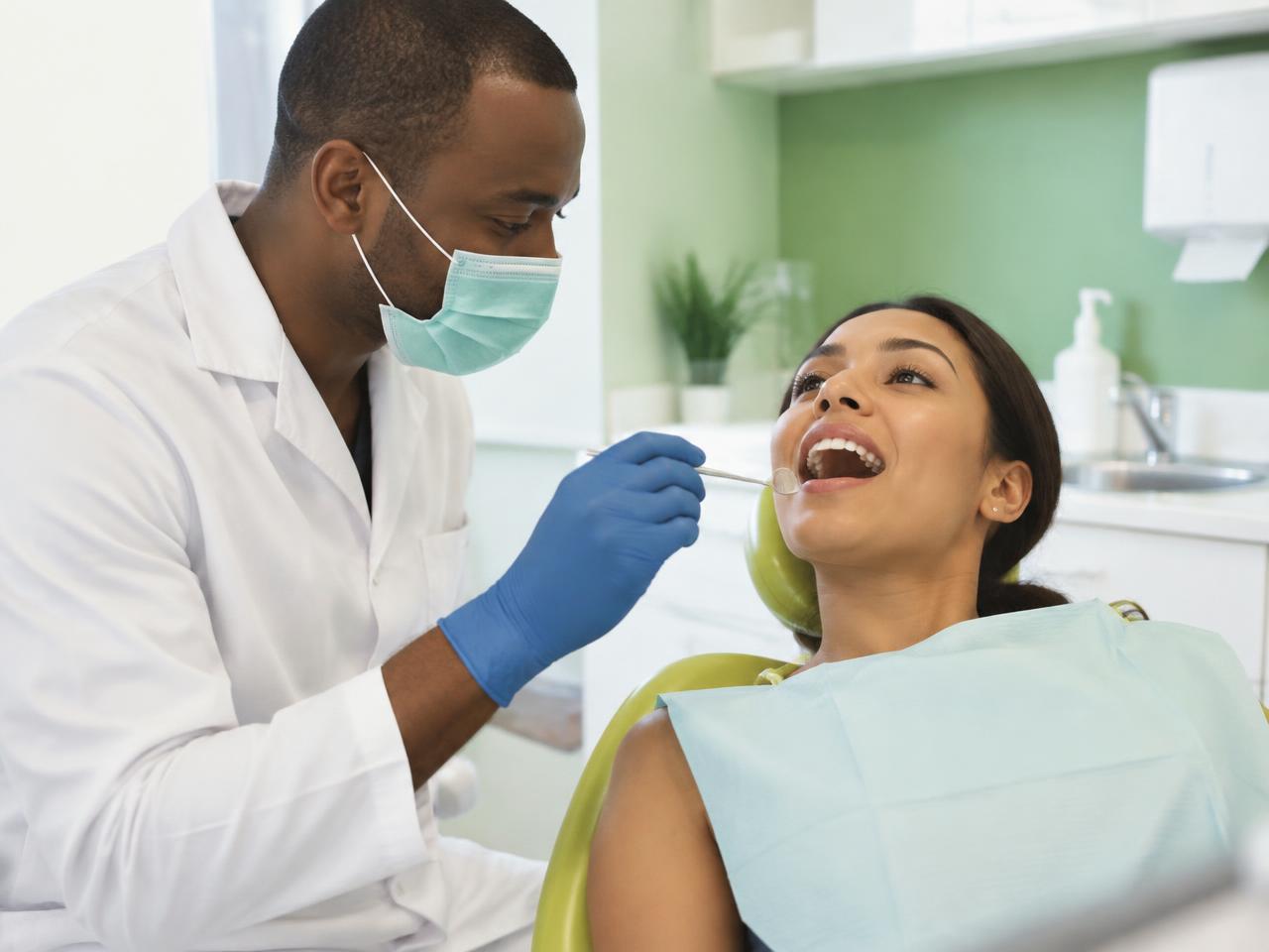 Un dentiste examine la santé buccale d'un patient assis dans un fauteuil dentaire.